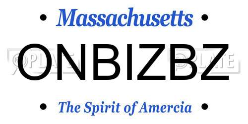 ONBIZBZ Massachusetts License Plate