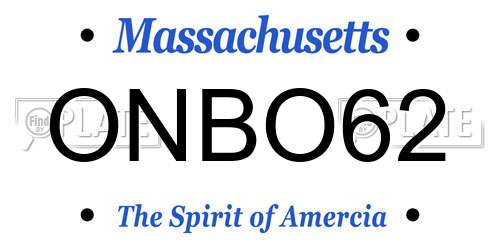 ONBO62 Massachusetts License Plate