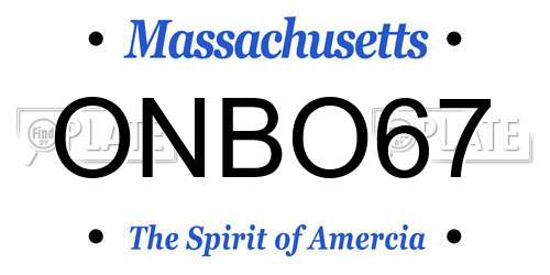 ONBO67 Massachusetts License Plate