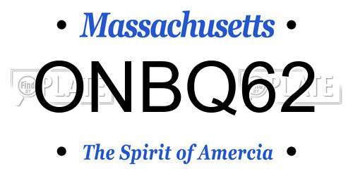 ONBQ62 Massachusetts License Plate