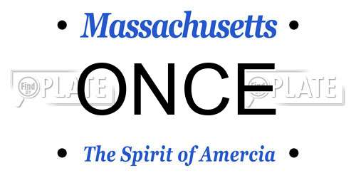 ONCE Massachusetts License Plate
