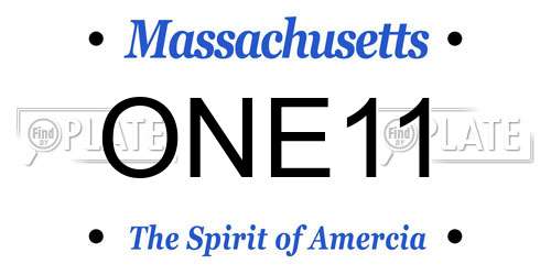 ONE11 Massachusetts License Plate