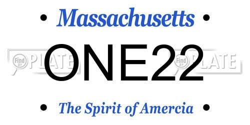 ONE22 Massachusetts License Plate