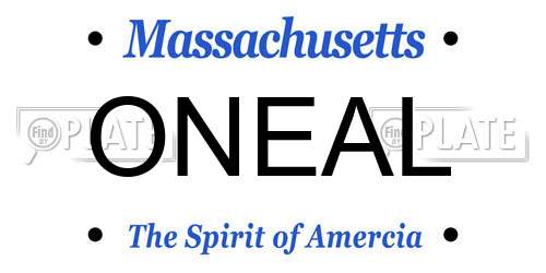 ONEAL Massachusetts License Plate