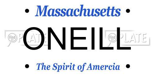 ONEILL Massachusetts License Plate