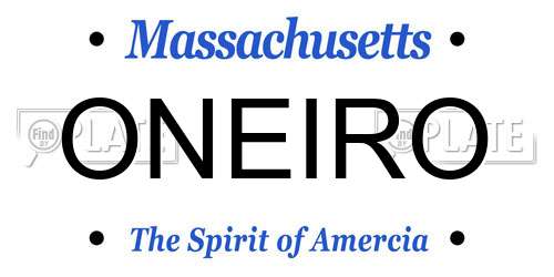 ONEIRO Massachusetts License Plate