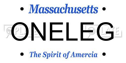 ONELEG Massachusetts License Plate
