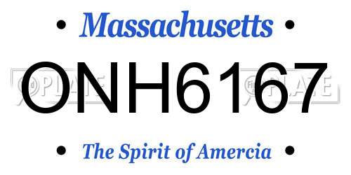 ONH6167 Massachusetts License Plate