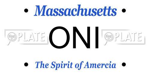 ONI Massachusetts License Plate