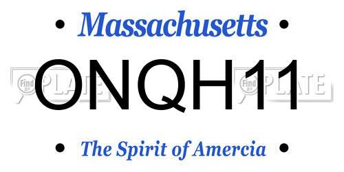 ONQH11 Massachusetts License Plate