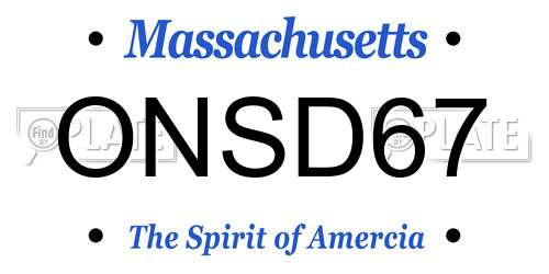 ONSD67 Massachusetts License Plate