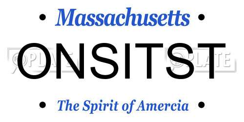 ONSITST Massachusetts License Plate