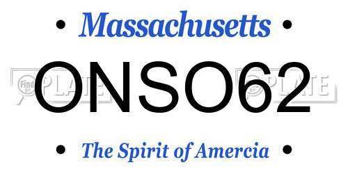 ONSO62 Massachusetts License Plate