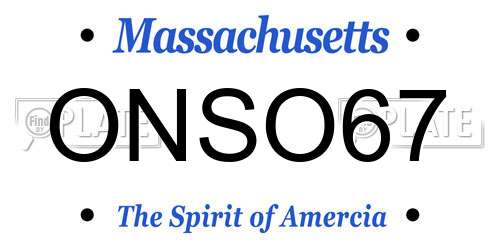 ONSO67 Massachusetts License Plate