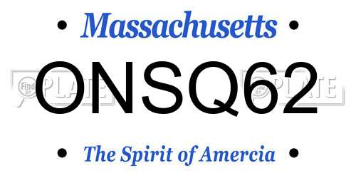 ONSQ62 Massachusetts License Plate