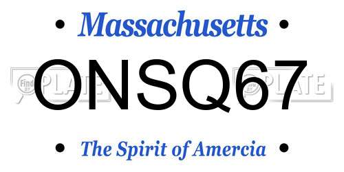 ONSQ67 Massachusetts License Plate