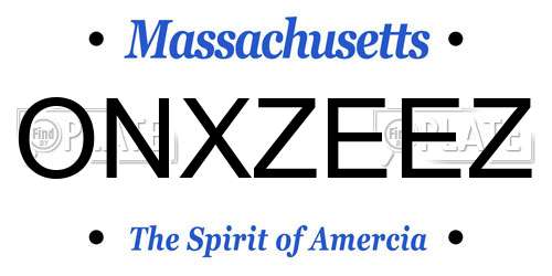 ONXZEEZ Massachusetts License Plate