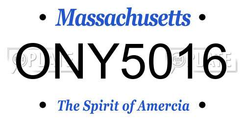 ONY5016 Massachusetts License Plate