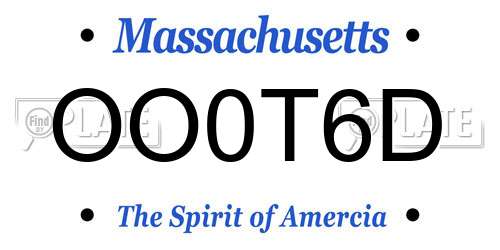 OO0T6D Massachusetts License Plate