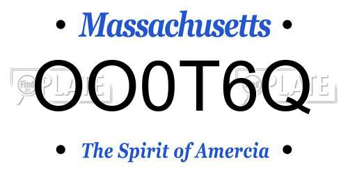 OO0T6Q Massachusetts License Plate