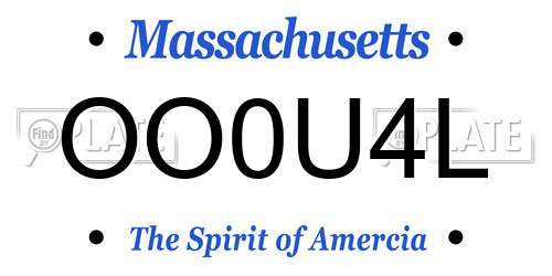 OO0U4L Massachusetts License Plate