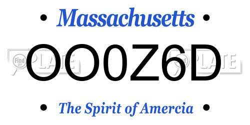 OO0Z6D Massachusetts License Plate