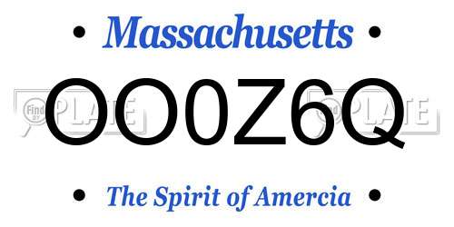OO0Z6Q Massachusetts License Plate