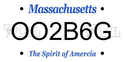 OO2B6G Massachusetts License Plate