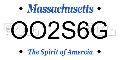 OO2S6G Massachusetts License Plate