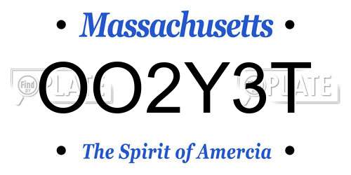 OO2Y3T Massachusetts License Plate