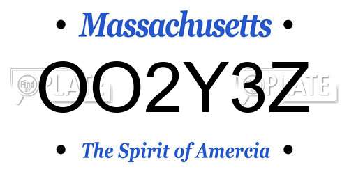 OO2Y3Z Massachusetts License Plate