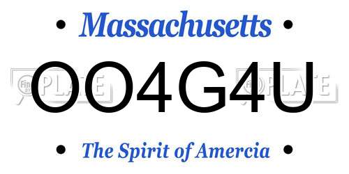 OO4G4U Massachusetts License Plate