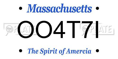 OO4T7I Massachusetts License Plate