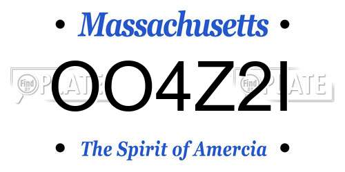 OO4Z2I Massachusetts License Plate