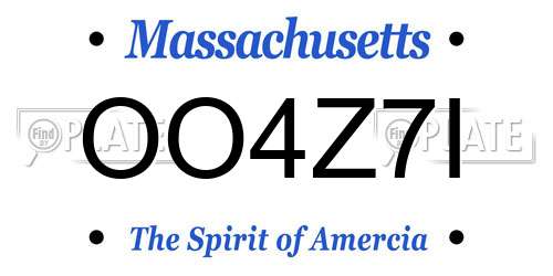 OO4Z7I Massachusetts License Plate