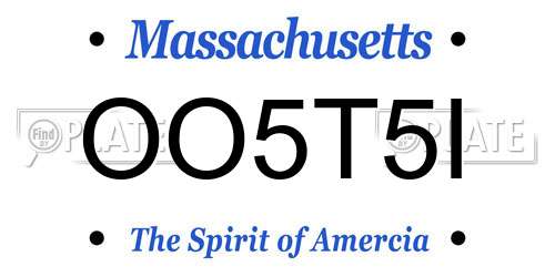 OO5T5I Massachusetts License Plate