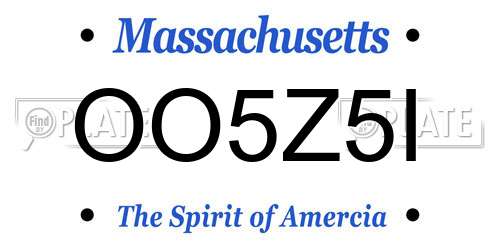 OO5Z5I Massachusetts License Plate