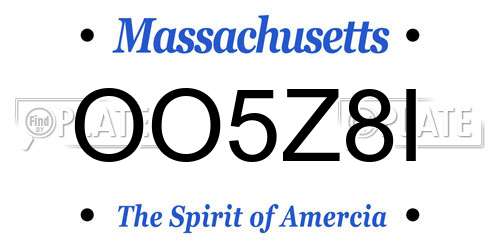 OO5Z8I Massachusetts License Plate
