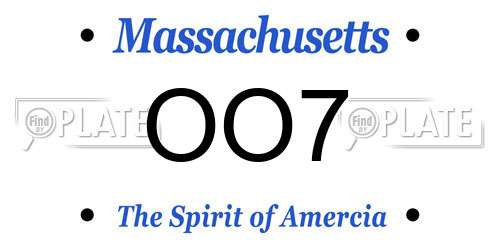 OO7 Massachusetts License Plate