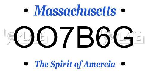 OO7B6G Massachusetts License Plate