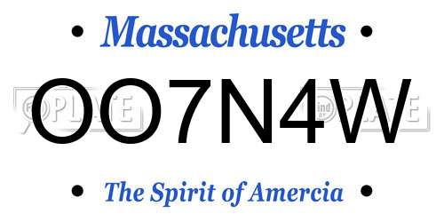 OO7N4W Massachusetts License Plate