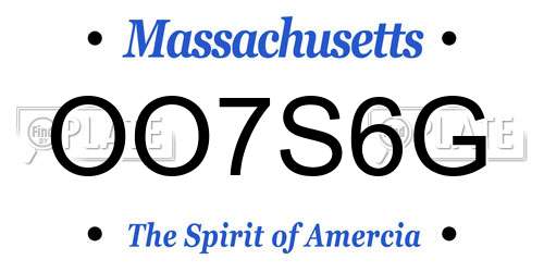 OO7S6G Massachusetts License Plate