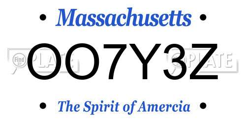OO7Y3Z Massachusetts License Plate