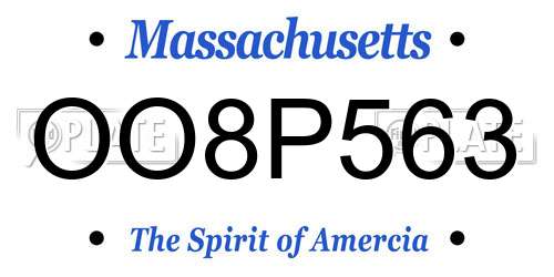 OO8P563 Massachusetts License Plate