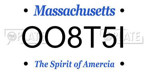 OO8T5I Massachusetts License Plate