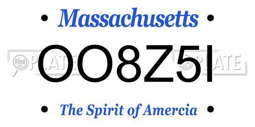 OO8Z5I Massachusetts License Plate