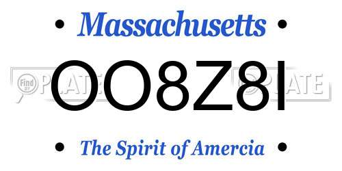 OO8Z8I Massachusetts License Plate