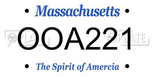 OOA221 Massachusetts License Plate