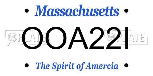 OOA22I Massachusetts License Plate