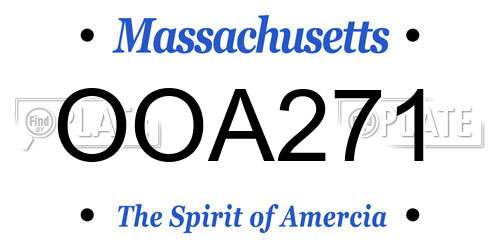 OOA271 Massachusetts License Plate